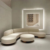 Sofá ovalado contemporáneo curvo Boucle blanco crema moderno 3-6 plazas