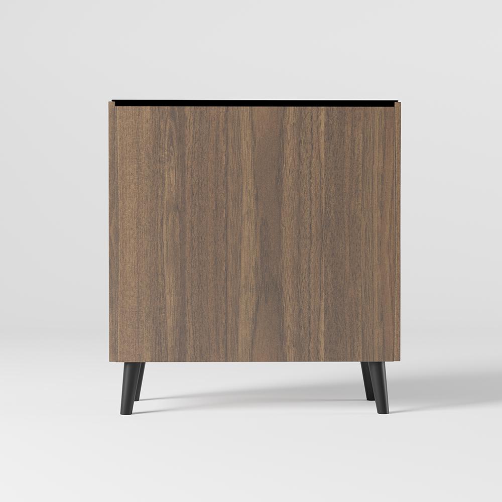 Walnut Shoe Storage Cabinet with 2-Door in Black 14 Pairs