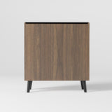 Walnut Shoe Storage Cabinet with 2-Door in Black 14 Pairs