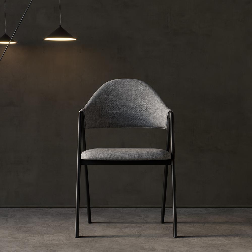 Gray Linen Upholstered Dining Chair Side Chair (Set of 2)
