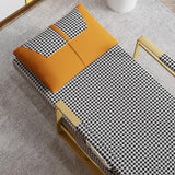 Modern Orange Houndstooth Single Sofabed Convertible Sleeper with Side Storage