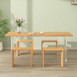 Farmhouse Modern Backless Dining Chair Wood Dining Stool Black (Set of 2)