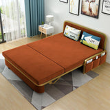 Modern Convertible Sofa Bed with Storage Velvet Upholstery in Beige & Gold