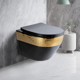 Luxury Round Wall-Mount Toilet Rimless Flushing Ceramic