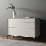 47.2" Minimalist Off White Dresser Accent 6-Drawer Cabinet