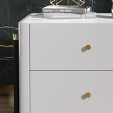 Modern Luxury Gray Nightstand 2-Drawer Bedside Table with Stone Top