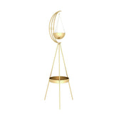 Half-Moon Plant Stand with Shelf in Gold Modern End Table