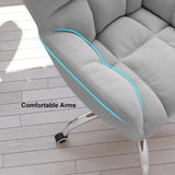 Modern Office Chair Upholstered Cotton & Linen Swivel Task Chair Height Adjustable