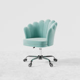 Blue Modern Swivel Office Chair Velvet Upholstered Task Chair Adjustable Height