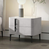 Modern Nightstand with Drawers & Sintered Stone Top Freestanding Bedside Table in Green