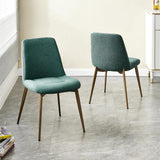 Mid-Century Modern Green Dining Chair Armless Upholstered Side Chair Set of 2