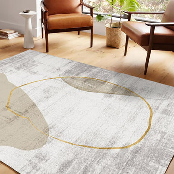 6'x9' Modern Simple Beige&Gold Rectangle Area Rug