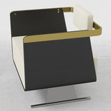 Black Modern Accent Chair Upholstered Cotton & Linen Accent Chair