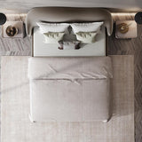 Light Pink Queen Bed Velvet Upholstered Platform Bed with Metal Legs