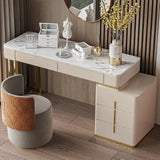 39.4" White Marble Top Makeup Vanity with Drawers & 1 Cabinet