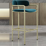 33.1" Modern Green Bar Stool Velvet Upholstered With Back Gold Legs