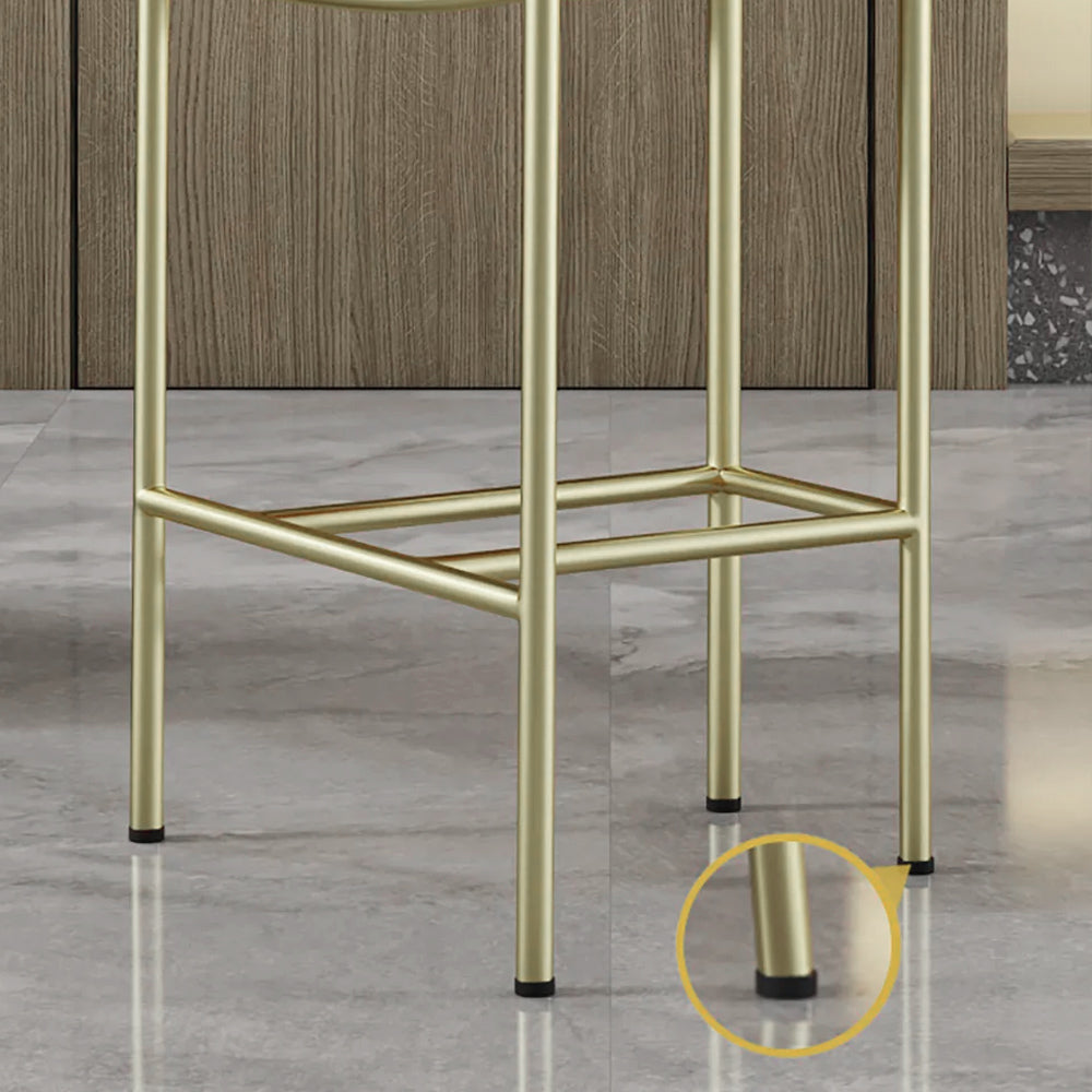 33.1" Modern Green Bar Stool Velvet Upholstered With Back Gold Legs