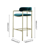 33.1" Modern Green Bar Stool Velvet Upholstered With Back Gold Legs