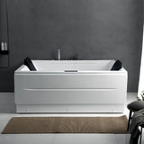 71" Modern Acrylic Corner Bathtub Whirlpool Air Massage 3 Sided Apron Tub in White Chromatherapy LED