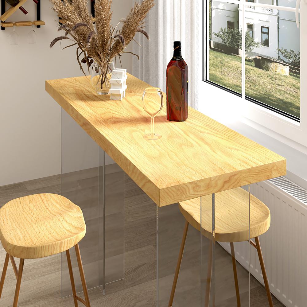 47.2" Wood Floating Bar Table Acrylic Base Bar Height Pub Table Rectangle