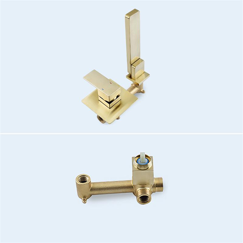 Wall Mount Matte Black Single Handle Bathroom Sink Faucet Solid Brass