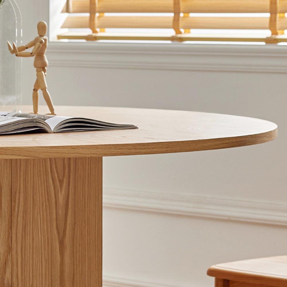 35" Farmhouse Round Small Dining Table 4-Person Natural Pine Wood