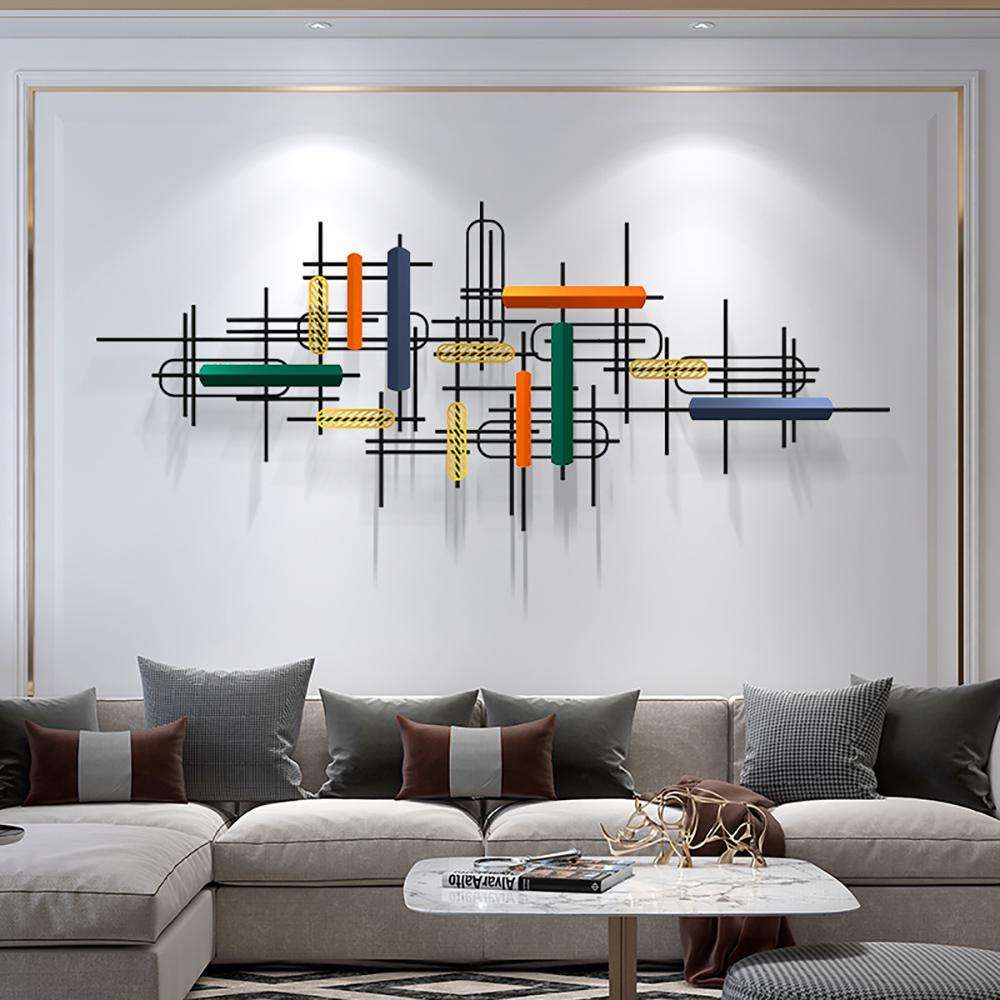 Modern Abstract Metal Wall Decor with Geometirc Overlapping Design