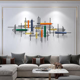 Modern Abstract Metal Wall Decor with Geometirc Overlapping Design