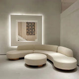 Modern Cream White Boucle Curved Contemporary Oval Sofa Couch 3-6 Seaters