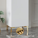 White Tall Shoe Cabinet with 5 Shelves for 10 Pairs Shoes Narrow Entryway Shoe Storage