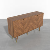 Capet Mid-Century 63" Walnut Sideboard Buffet 4-Door Kitchen Cabinet Adjustable Shelves