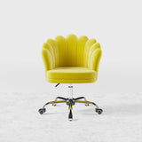Blue Modern Swivel Office Chair Velvet Upholstered Task Chair Adjustable Height
