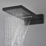 Wall Mounted Waterfall Rain Shower System with 3 Body Sprays in Matte Black