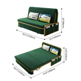 Modern Convertible Sofa Bed with Storage Velvet Upholstery in Beige & Gold