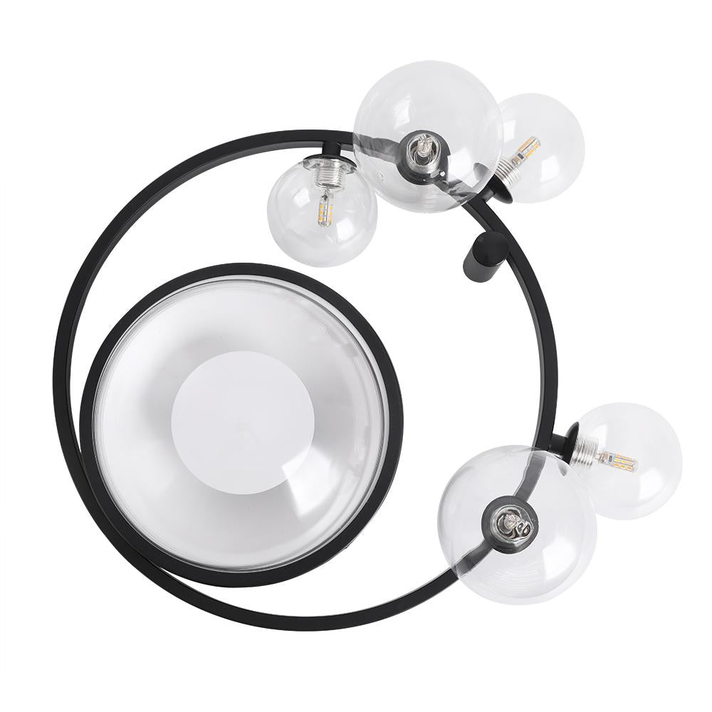 Modern 6 Light LED Black Geometric Bubble Flush Mount Ceiling Light with Glass Shade
