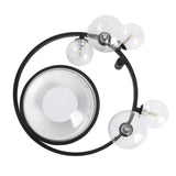 Modern 6 Light LED Black Geometric Bubble Flush Mount Ceiling Light with Glass Shade