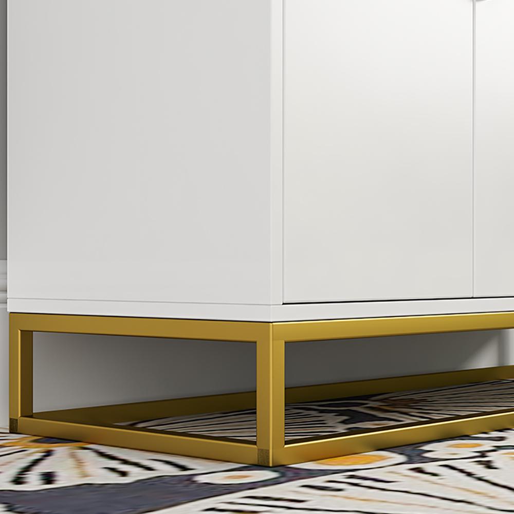 White Shoe Storage Bench 4 Shelves PU Leather Upholstered Shoe with Drawers & Flip Top