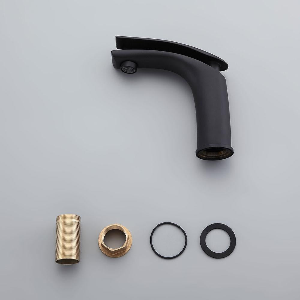 Adolf Matte Black Single Handle One-Hole Bathroom Sink Faucet Solid Brass