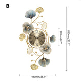 3D Light Luxury Creative Metal Ginkgo Leaves Artistic Wall Clock Home Decor Art