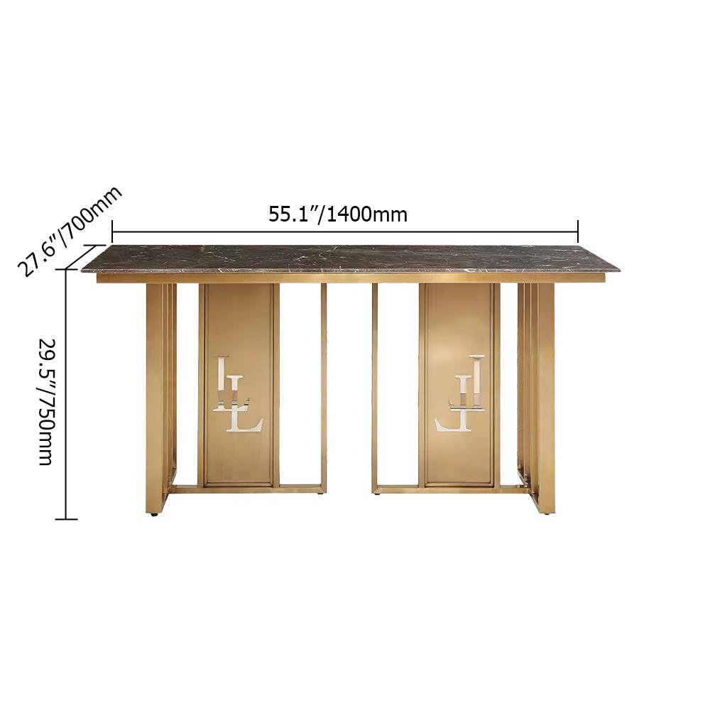 Modern Writing Desk with Marble Top & Metal Base Office Desk