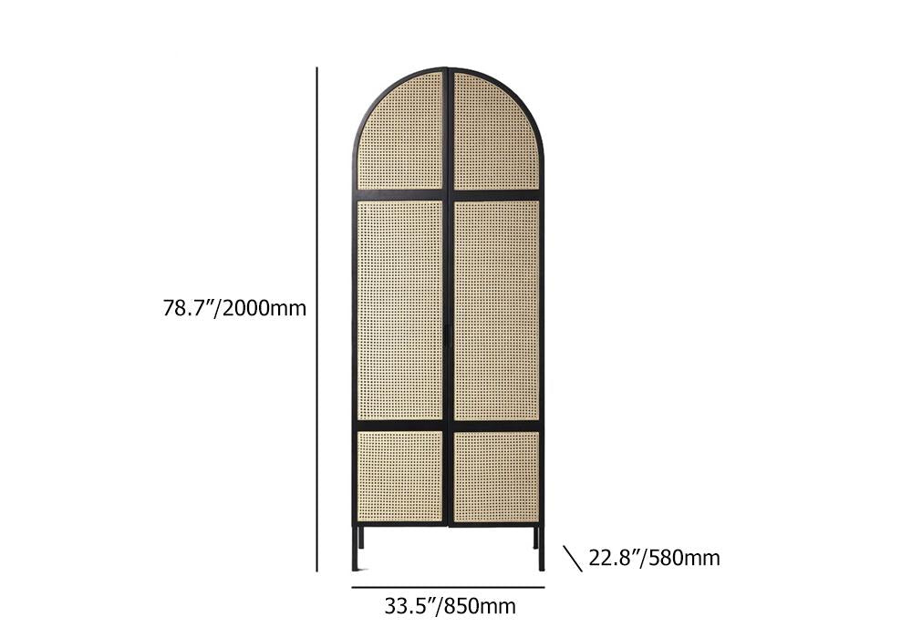 Woven Rattan Bedroom Clothing Armoire with Hidden 2 Doors and Drawers Wardrobe, Natural
