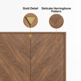 Capet Mid-Century 63" Walnut Sideboard Buffet 4-Door Kitchen Cabinet Adjustable Shelves