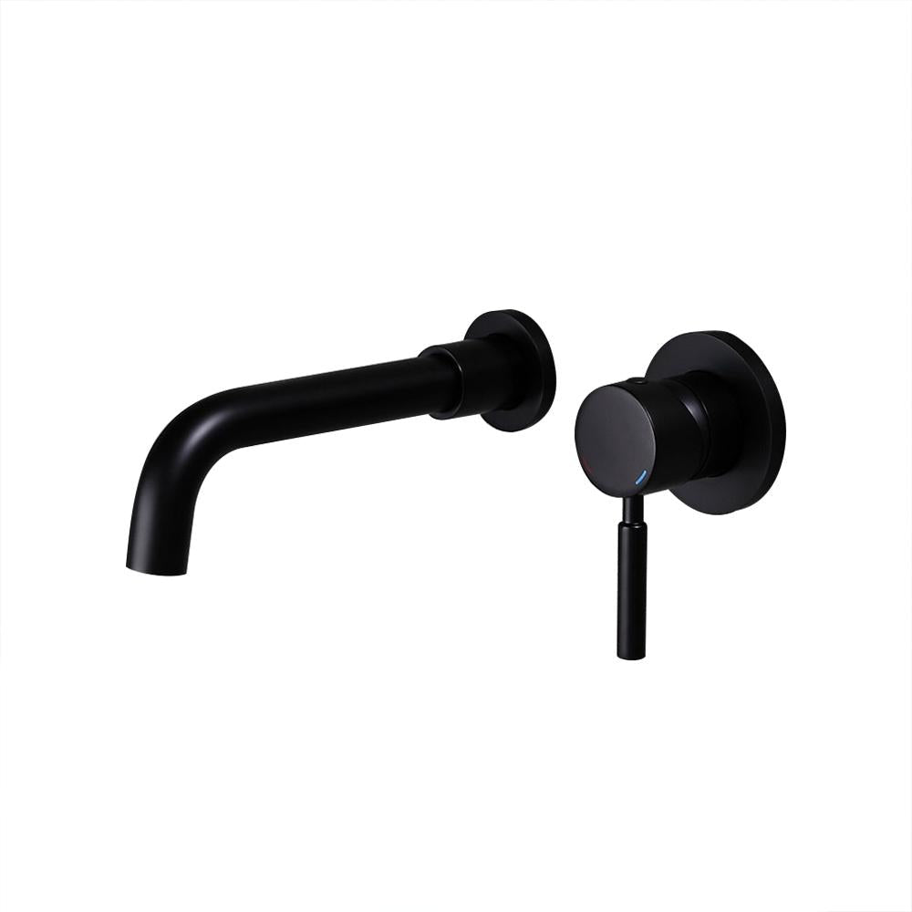 Stev Solid Brass Modern Wall-Mount Bathroom Sink Faucet with Single Handle in Matte Black