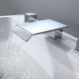 Moda Matte Black Waterfall Widespread Bathroom Sink Faucet Square Double Handle