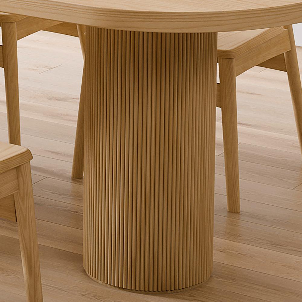 55" Farmhouse Dining Table 6 Seater Pine Wood Table Pedestal Base