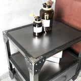 Industrial Metal Nightstand Bedside with Storage 1 Drawer Brushed Black
