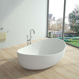 70" Contemporary Oval Freestanding Stone Resin Soaking Bathtub in Black
