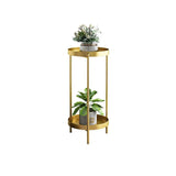 Round Metal Plant Stand 2-Tiered Gold Plant Pot Stand for Indoor&Outdoor in Small