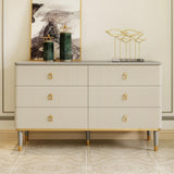 Modern Chest of 6 Drawers Buffet Cabinet with Storage Beige & Gray Sideboard