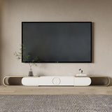 Modern Extendable Oval Metal TV Stand with 4 Drawers in Gold & White for TV up to 120